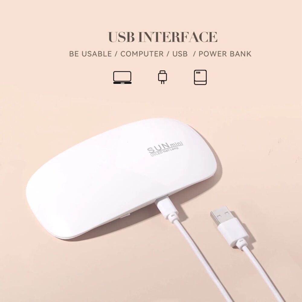 SUNmini UV LED Nail Lamp Portable Gel Nail Dryer USB Powered White Mini Light
